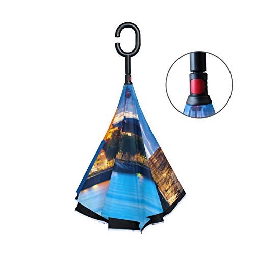 Espléndido para Siempre Catedral de Colonia Capa Doble Plegable Protección contra Rayos Ultravioleta Lluvia a Prueba de Viento Coches Rectos Golf Paragüero invertido invertido Soporte con Forma de C