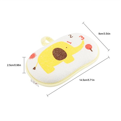 Esponja de baño para bebés, Lindo modelo de elefante Algodón Natural Esponja de baño para bebés Espuma suave Exfoliante Absorbente hipoalergénico Mar de mar natural para niños pequeños (Yellow)