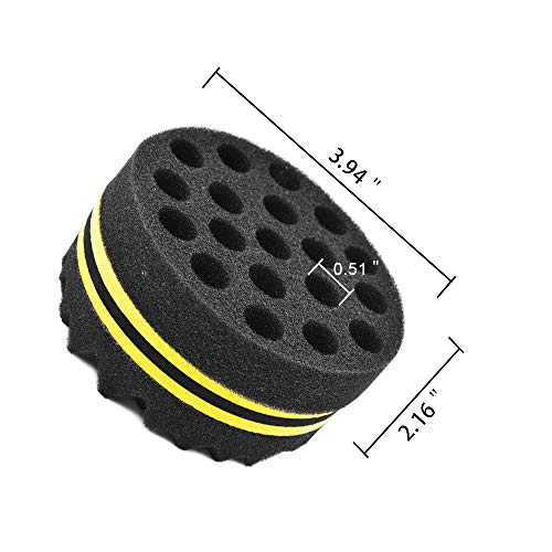 Esponja de pelo redonda con agujeros grandes para torcer pelo para rizos naturales y rizos en bobinas (2 unidades)