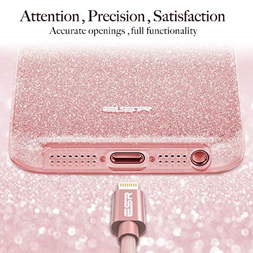 ESR Funda iPhone 5S/SE/5 Carcasa Dura Brillante Brillo Purpurina llamativa para Apple iPhone - Oro Rosa