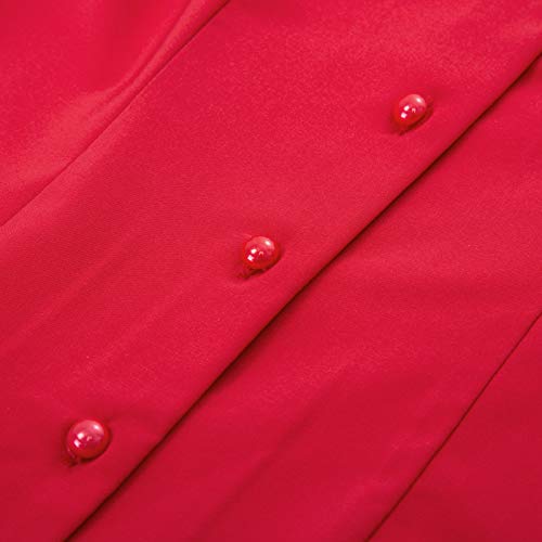 Estilo de los años 50 para Mujer Verano Manga abullonada Cuello Alto Shrits Blusas Casuales Azul Marino # 2099 XX-Large rojaBPS02099-2_XL