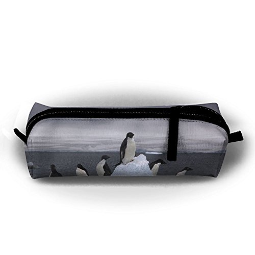 Estuche de bolígrafo de pingüinos sobre hielo para estudiantes, con cremallera, pequeña bolsa de maquillaje, monedero para niños, adolescentes y otros suministros escolares.
