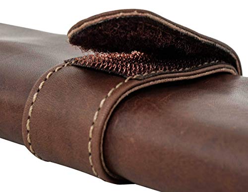 Estuche de Cuero Gusti Cuero studio "Ernest" Funda Lápices Utensilios Maquillaje Cuero de Búfalo Marrón Oscuro 2S35-22-6