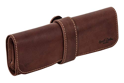 Estuche de Cuero Gusti Cuero studio "Ernest" Funda Lápices Utensilios Maquillaje Cuero de Búfalo Marrón Oscuro 2S35-22-6