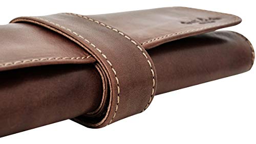 Estuche de Cuero Gusti Cuero studio "Ernest" Funda Lápices Utensilios Maquillaje Cuero de Búfalo Marrón Oscuro 2S35-22-6