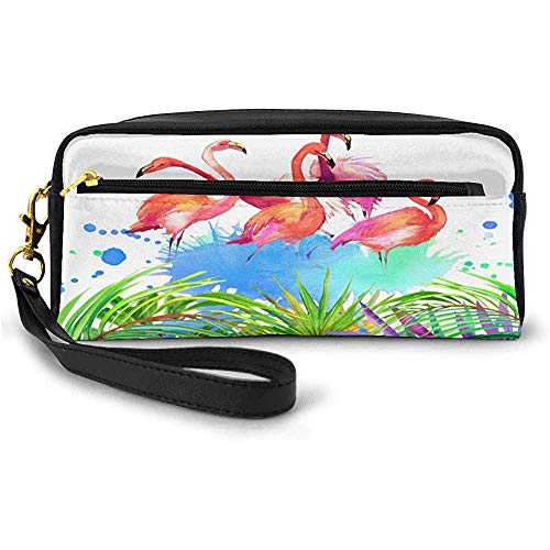 Estuche De Lápices Bolsa Estuche De Lápices Estuche De Lápices Estuche De Cuero Para Estudiantes Estuche De Lápices Cool Water Flamingo Plant Pen Estuche De Cosméticos Para Niñas Estuche De Maquillaje