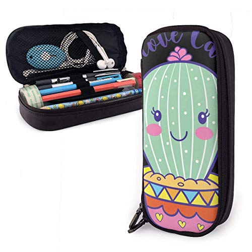 Estuche Escolar de Gran Capacidad, Bolsa de Lápiz Organizador para Material Papelería con Cremallera Doble Estilo Mexicano Amo Cactus para Hombre Mujer Estudiante en Escuela Oficina