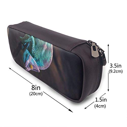 Estuche Escolar de Gran Capacidad, Bolsa de Lápiz Organizador para Material Papelería con Cremallera Doble Lagarto camaleón durmiente turquesa colorido para Hombre Mujer Estudiante en Escuela Oficina