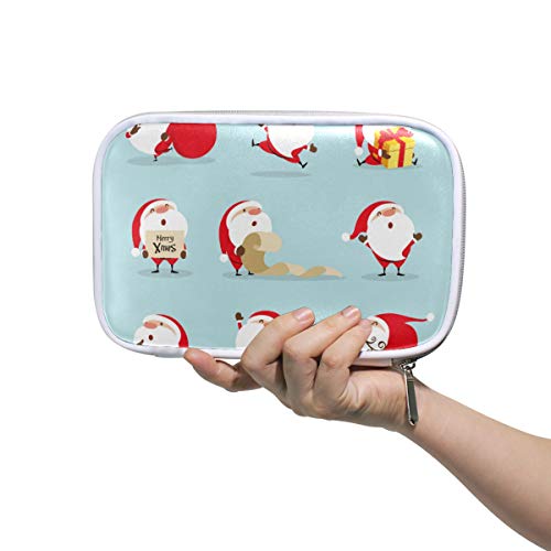Estuche grande de piel sintética para lápices, colección de Santa Claus para cosméticos, pasaporte, multifunción, con cremallera, para oficina, para niños, adolescentes, niñas, mujeres