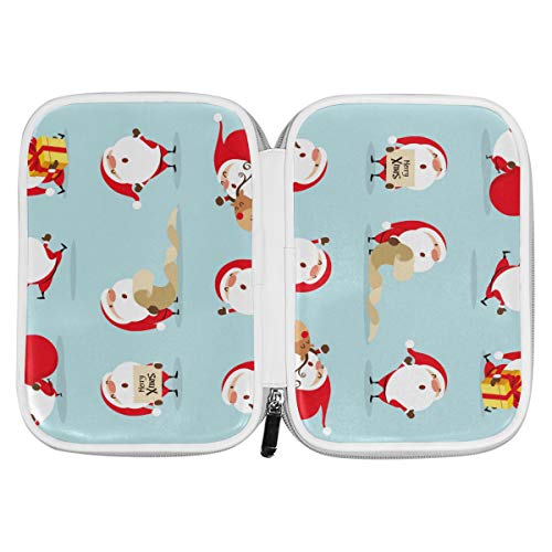 Estuche grande de piel sintética para lápices, colección de Santa Claus para cosméticos, pasaporte, multifunción, con cremallera, para oficina, para niños, adolescentes, niñas, mujeres
