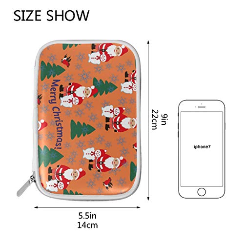 Estuche grande de piel sintética para lápices, colección Santa Claus para cosméticos, pasaporte, multifunción, con cremallera, para oficina, para niños, adolescentes, niñas, mujeres