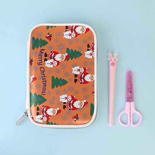 Estuche grande de piel sintética para lápices, colección Santa Claus para cosméticos, pasaporte, multifunción, con cremallera, para oficina, para niños, adolescentes, niñas, mujeres