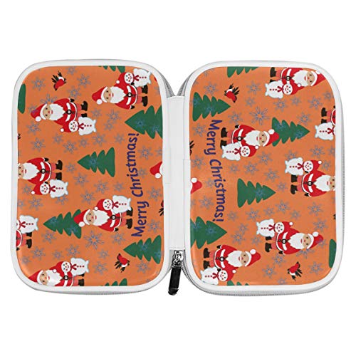 Estuche grande de piel sintética para lápices, colección Santa Claus para cosméticos, pasaporte, multifunción, con cremallera, para oficina, para niños, adolescentes, niñas, mujeres