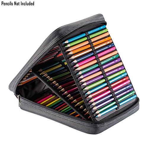 Estuche UTRO de tela oxford, de gran capacidad (120 lápices normales), con asa , color gris