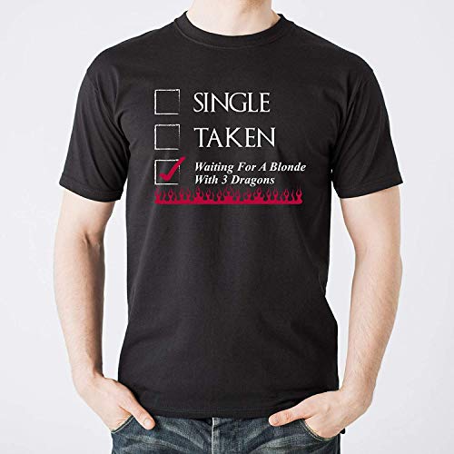 Eternal classic Waiting for A Blonde with Three Dragons Funny Camiseta para Hombre, 3X-Grande, Negro