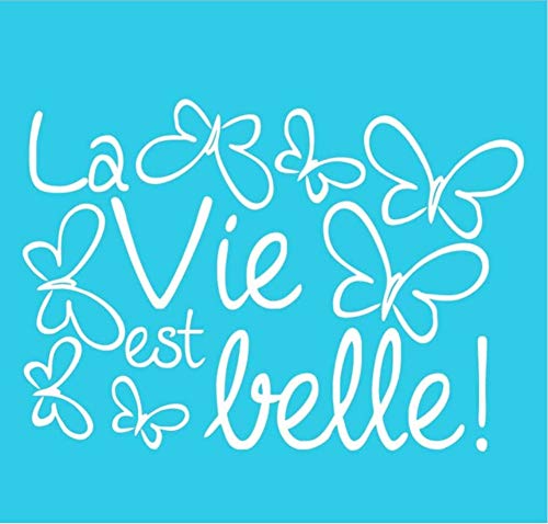 Etiqueta De La Pared La Vida Es Bella Mariposas Francés S Diy Vinilo Arte De La Pared Extraíble Decoración Para El Hogar 84X59 Cm