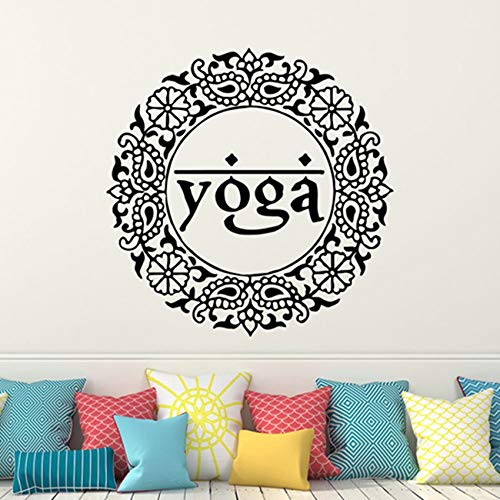 Etiqueta de la pared Mandala Yoga Adorno de salud Buda indio Om Símbolo Logotipo Calcomanía de vinilo Patrón de flor de loto Sala de estar Estudio Decoración del hogar Arte Murales cartel