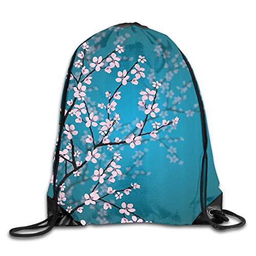 Etryrt Mochila de Cuerda,Bolsas de Gimnasia, Leaves and Plants Ombre Spring Japanese Sakura Gym Sport Bag Drawstring Bag Backpack Draw Cord Bag for Men Women Gym,Sport,Yoga,Dance,Travel