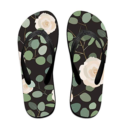 Eucalipto y Rosas Unisex Adultos Chanclas Informales Sandalia Zapatillas de Fiesta en la Piscina Pisos de baño Zapatos de Diapositivas con Punta Abierta L
