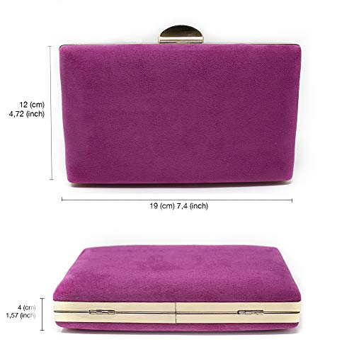 Euforia Modas - Bolso para fiesta elegante tipo clutch con correa (Fucsia)