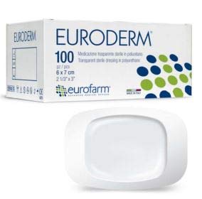 Euroderm (cm 10 x cm 25) Apósito de Película Transparente de Poliuretano, a Prueba de Agua y Bacterias, 10 Unidades