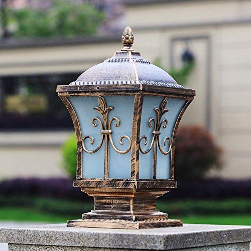 European Victoria Vintage Post Bolardo Luz IP44 Impermeable Lámpara Columna jardín al Aire Libre Linterna Vidrio E27 Decoración Camino Pasarela Iluminación Paisaje Valla Cubierta Lámpara Mesa Retro