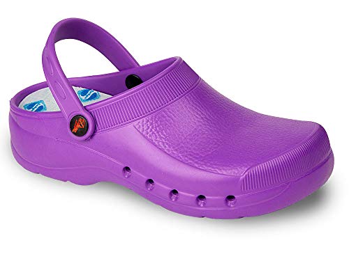 EVA Color Violeta Talla 39, Zueco de Trabajo para sanidad y hostelería Unisex Certificado CE EN ISO 20347 Marca DIAN