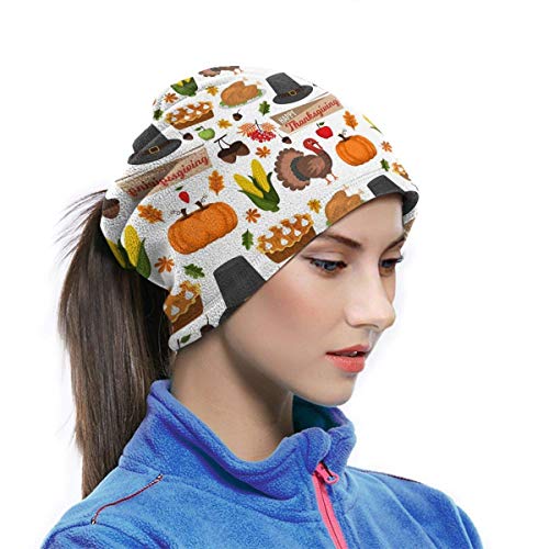 Ewtretr Happy Thanksgiving Celebration Cartoon Foods Neck Gaiter Warmer Hombres Mujeres Warm Warproof Neck Warmer