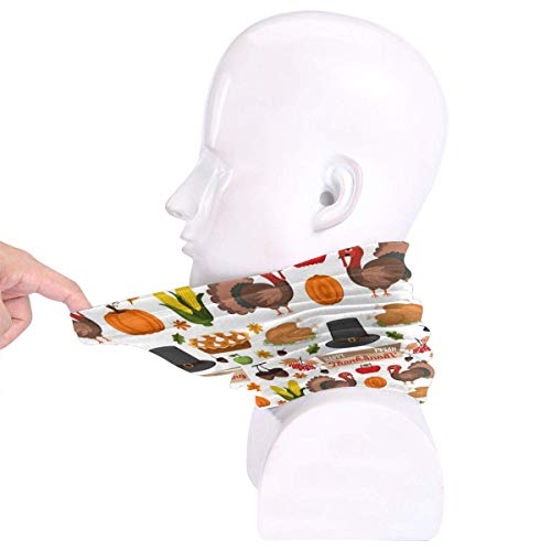 Ewtretr Happy Thanksgiving Celebration Cartoon Foods Neck Gaiter Warmer Hombres Mujeres Warm Warproof Neck Warmer
