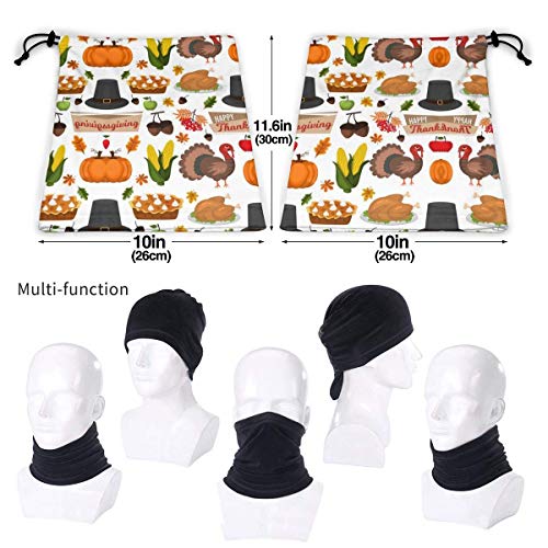 Ewtretr Happy Thanksgiving Celebration Cartoon Foods Neck Gaiter Warmer Hombres Mujeres Warm Warproof Neck Warmer