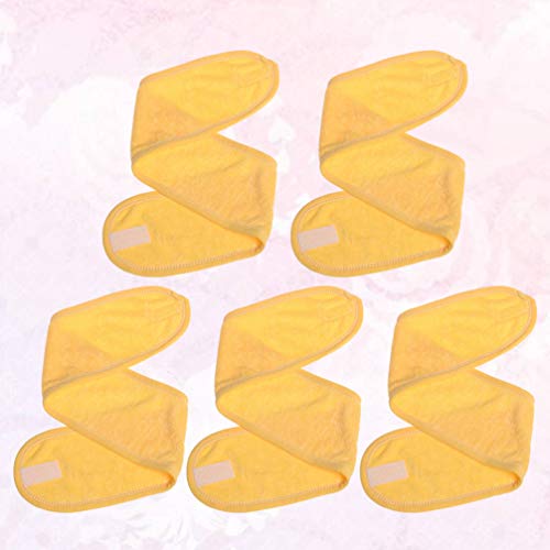 EXCEART 5Pcs Spa Diadema Envoltura para El Cabello Sudor Diadema Envoltura para La Cabeza Envoltura de Toalla para El Cabello para El Tratamiento Facial Lavado Facial Deporte (Amarillo)