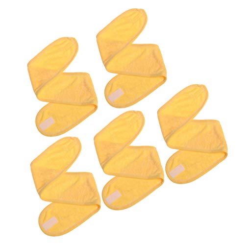 EXCEART 5Pcs Spa Diadema Envoltura para El Cabello Sudor Diadema Envoltura para La Cabeza Envoltura de Toalla para El Cabello para El Tratamiento Facial Lavado Facial Deporte (Amarillo)