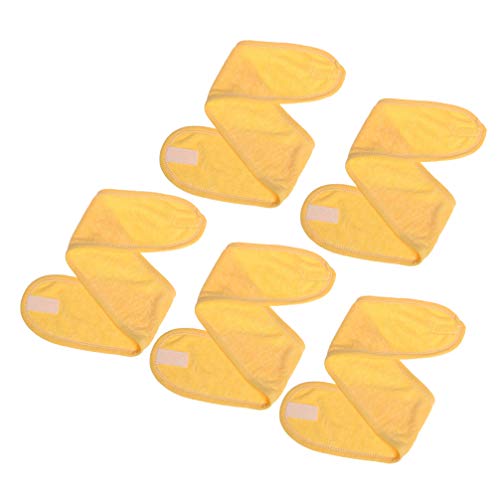 EXCEART 5Pcs Spa Diadema Envoltura para El Cabello Sudor Diadema Envoltura para La Cabeza Envoltura de Toalla para El Cabello para El Tratamiento Facial Lavado Facial Deporte (Amarillo)