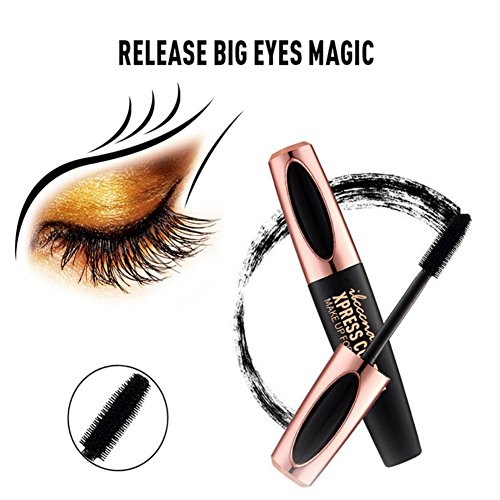 EXIU 4D Fibra de pestañas máscara de pestañas, Extra Long Lash Rímel impermeable pestañas postizas Natural negro Efecto de curling largo pestañas Fake maquillaje de larga duración