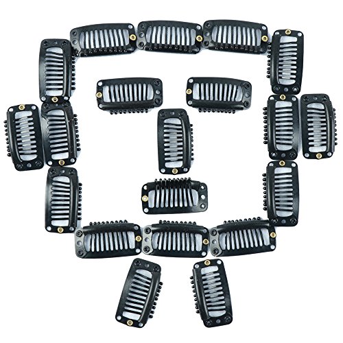 extensión de pelo clips 20 piezas negro 9 dientes snap-comb peluca clips