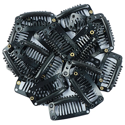 extensión de pelo clips 20 piezas negro 9 dientes snap-comb peluca clips