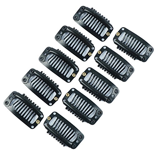 extensión de pelo clips 20 piezas negro 9 dientes snap-comb peluca clips