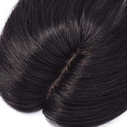 Extensiones de Pelo Natural Clip Flequillo Ideados para Dar el Volumen en La Parte Superior de La Cabeza Cabello Humano 100% Remy Postizos Prótesis Capilares (35cm,23g,#1B Negro Natural)