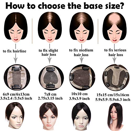 Extensiones de Pelo Natural Clip Flequillo Ideados para Dar el Volumen en La Parte Superior de La Cabeza Cabello Humano 100% Remy Postizos Prótesis Capilares (35cm,23g,#1B Negro Natural)