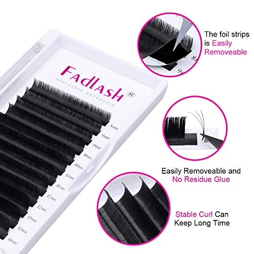 Extensiones de Pestañas de Volumen Fácil Ventilador 0.05 C Rizo 8-14mm Longitud de Mezcla 2D 3D 5D-20D Natural Pestañas Falsas de Seda para Salón Profesional Maquillaje(0.05-c-mix(8-14))