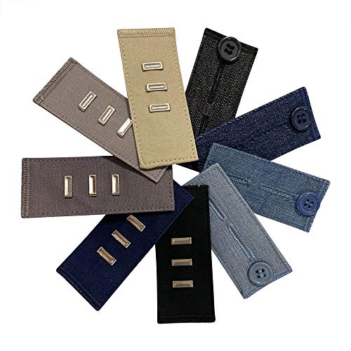 Extensores de botones para jeans y extensores de cintura para pantalones de traje, 9 piezas multicolores