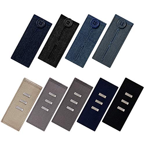 Extensores de botones para jeans y extensores de cintura para pantalones de traje, 9 piezas multicolores