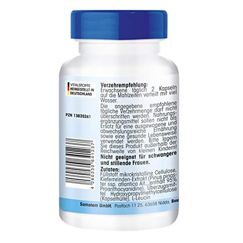 Extracto de Corteza de Pino 100mg - Vegano - 95% de Proantocianidinas - Potente antioxidante - 120 Cápsulas