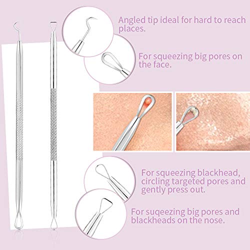 Extractor de Puntos Negros Kit UBITREE 7 Pcs Blackhead Remover Aguja de Acné Herramientas (con caja), Quita Espinillas Negros Comedones Extractor