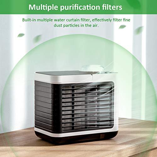 EXTSUD Mini Aire Acondicionado Pórtatil, 3 en 1 Enfriador de Aire Portátil Recargable USB con Luz Nocturna, Ideal para Oficina, Hogar