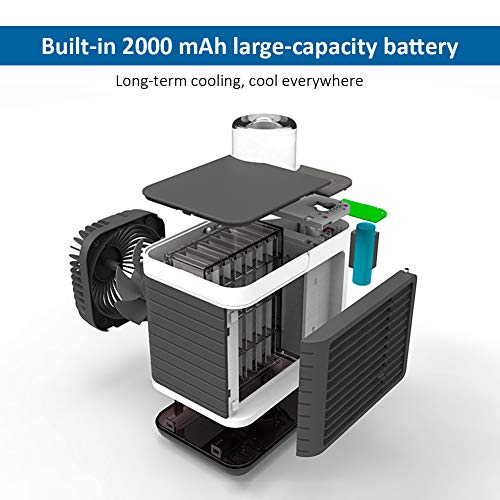 EXTSUD Mini Aire Acondicionado Pórtatil, 3 en 1 Enfriador de Aire Portátil Recargable USB con Luz Nocturna, Ideal para Oficina, Hogar