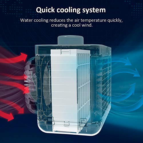 EXTSUD Mini Aire Acondicionado Pórtatil, 3 en 1 Enfriador de Aire Portátil Recargable USB con Luz Nocturna, Ideal para Oficina, Hogar