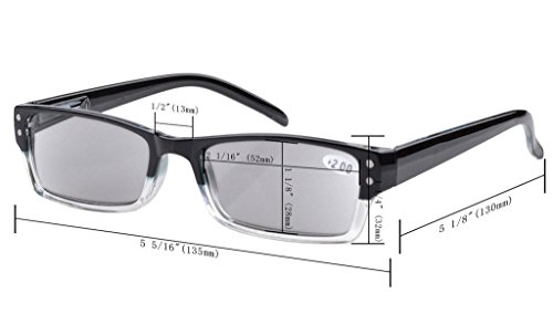 Eyekepper 4-pack Gafas sol de lectura rectangular con bisagras de resorte +2.50