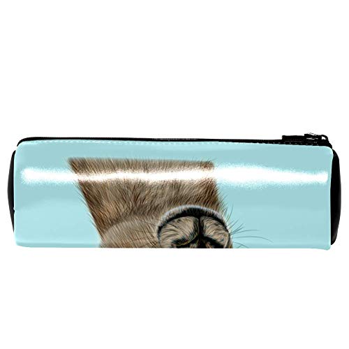 EZIOLY - Estuche para lápices de piel canguro, diseño de retrato ilustrado de canguro, bolsa de maquillaje para estudiantes de papelería, escuela, trabajo, oficina, almacenamiento