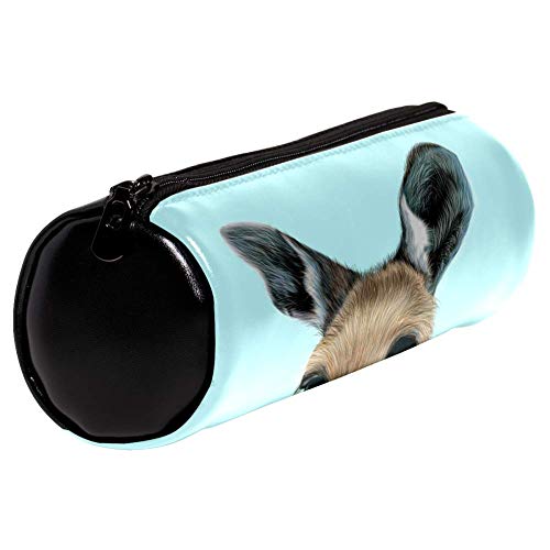 EZIOLY - Estuche para lápices de piel canguro, diseño de retrato ilustrado de canguro, bolsa de maquillaje para estudiantes de papelería, escuela, trabajo, oficina, almacenamiento